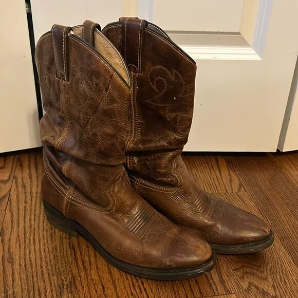 Authentic Leather Double H boots size 8.5 - Picture 1 of 5